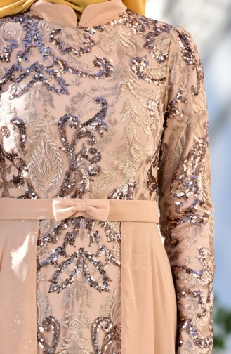 Beige Hijab Evening Dress 441488-06