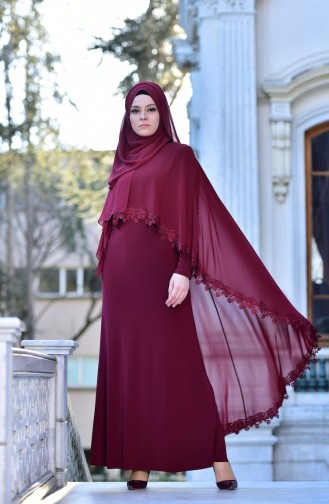 Claret red İslamitische Avondjurk 4476-01