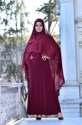 Claret red İslamitische Avondjurk 4476-01