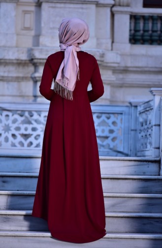 Claret Red Hijab Dress 0134-03
