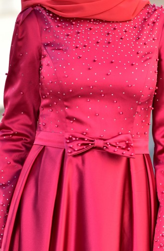 Fuchsia Hijab Evening Dress 4473-03