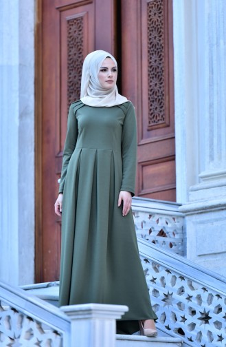 Khaki Hijab Dress 0134-08