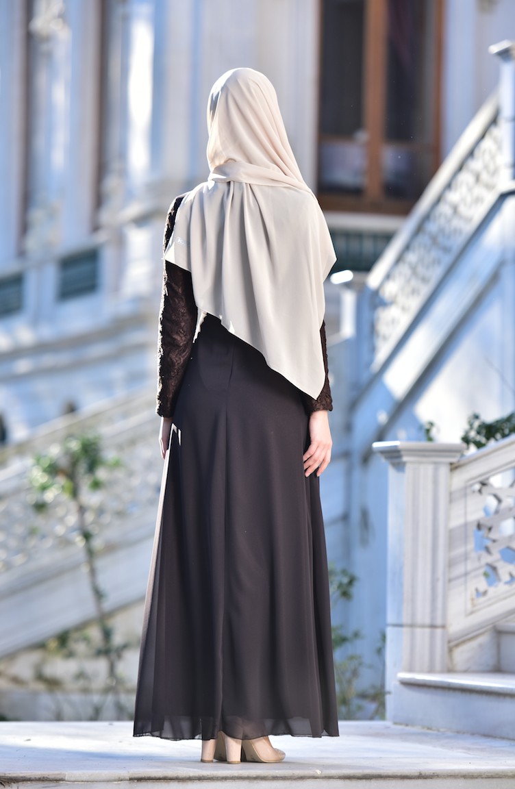 Brown Hijab Evening Dress 153403 Sefamerve