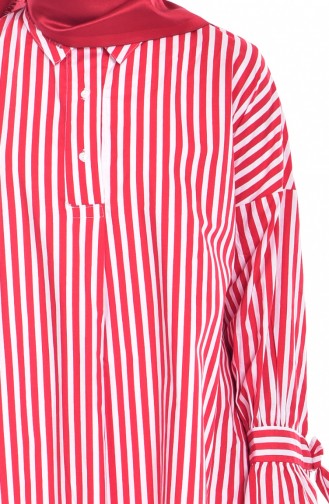 Çizgili Gömlek 11063-03 Kırmızı