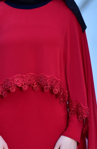 Red Hijab Evening Dress 4476-02