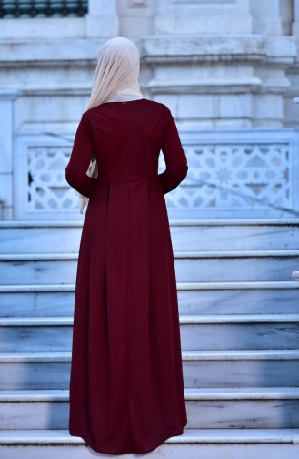 Asimetrik Elbise 0134-01 Koyu Bordo