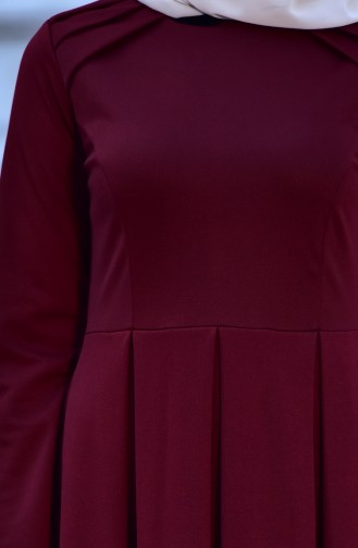 Dark Claret Red Hijab Dress 0134-01