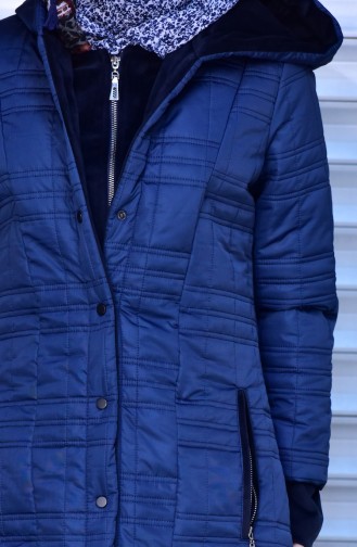 SUKRAN Hooded Quilted Coat 35780A-02 Navy Blue 35780A-02
