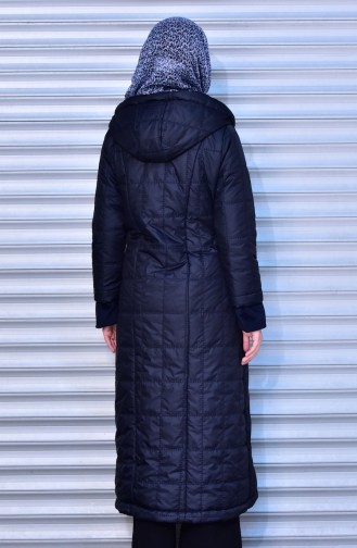 SUKRAN Hooded Quilted Coat 35780B-01 Navy Blue 35780B-01