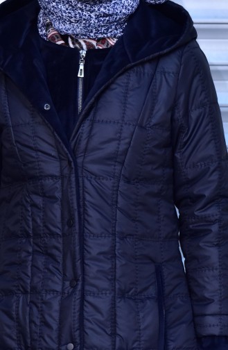 SUKRAN Hooded Quilted Coat 35780B-01 Navy Blue 35780B-01