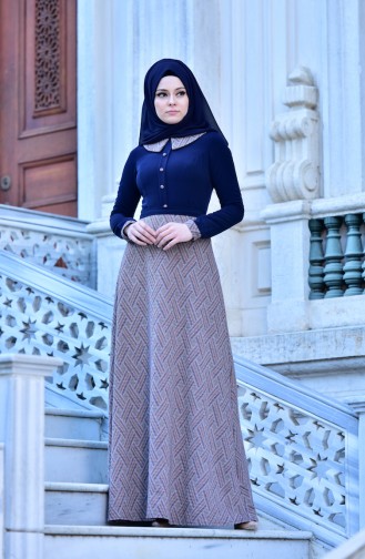 Navy Blue Hijab Dress 2069-01