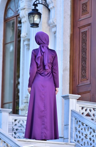 Purple Hijab Evening Dress 5406-04