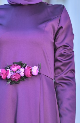 Purple Hijab Evening Dress 5406-04