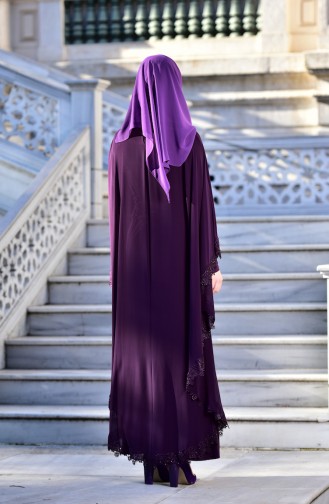 Purple Hijab Evening Dress 4476-05