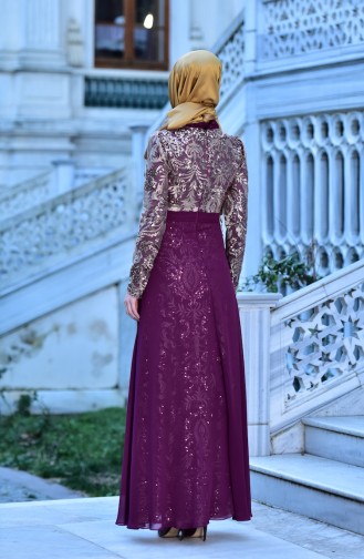 Plum Hijab Evening Dress 441488-01