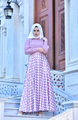 Powder Hijab Evening Dress 4411A-01