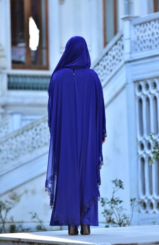 Saxe Hijab Evening Dress 4476-06