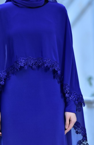 Saxe Hijab Evening Dress 4476-06