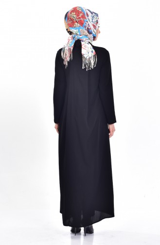Fermuarlı Ferace 0086-03 Siyah