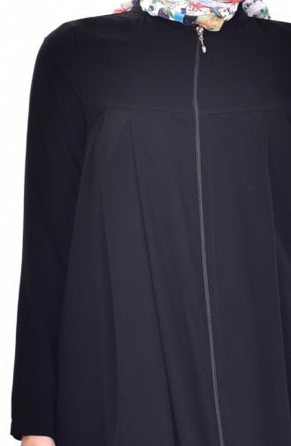 Fermuarlı Ferace 0086-03 Siyah