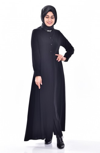 Abaya mit Knopf  1112-01 Schwarz 1112-01