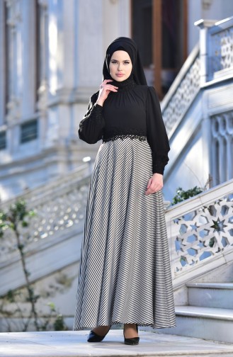 Black Hijab Evening Dress 4411-01