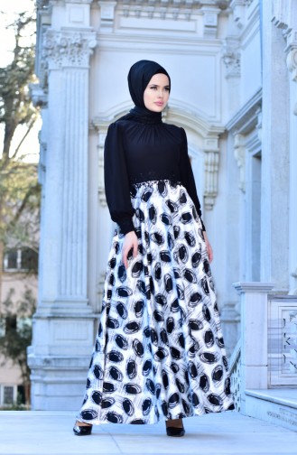 Black Hijab Evening Dress 4411B-01