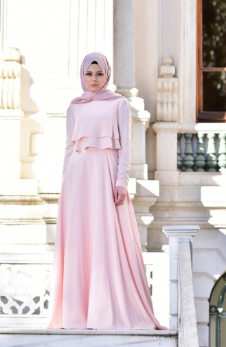 Lachsrosa Hijab-Abendkleider 4481-05