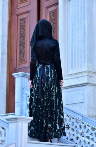 Green Hijab Evening Dress 1596-04