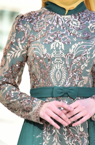 Emerald Green Hijab Evening Dress 441488-05