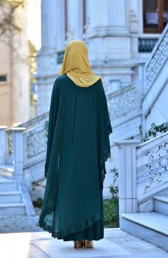 Emerald Green Hijab Evening Dress 4476-07