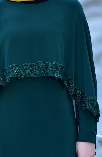 Emerald Green Hijab Evening Dress 4476-07