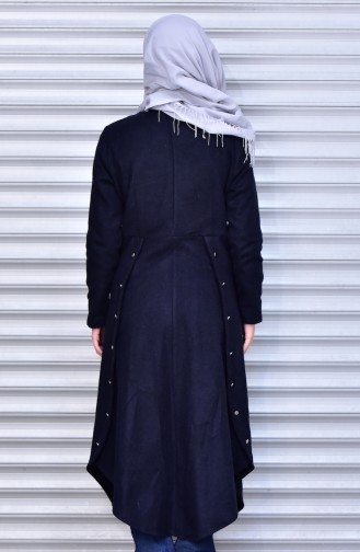Buttoned Coat 7013-01 Navy Blue 7013-01