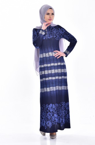 Navy Blue Hijab Dress 5101-03