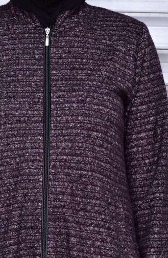 Plus Size Winter Zipper Abaya 0107-05 Purple 0107-05