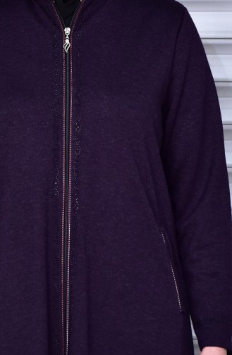 Plus Size Zippered Abaya 1303-03 Purple 1303-03