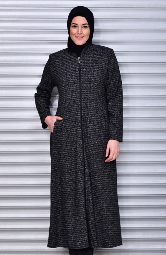 Abaya D`hiver a Fermeture Grande Taille 0107-03 Noir 0107-03