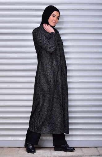Abaya D`hiver a Fermeture Grande Taille 0107-03 Noir 0107-03