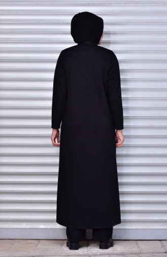 Plus Size Zippered Abaya 1303-02 Black 1303-02