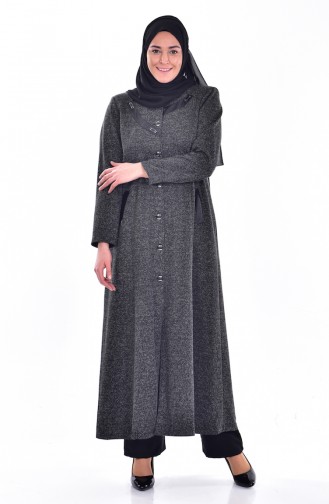 Manteau a Boutons Grande Taille 0973-04 Noir 0973-04
