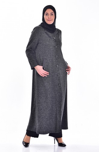 Manteau a Boutons Grande Taille 0973-04 Noir 0973-04