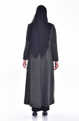 Manteau a Boutons Grande Taille 0973-04 Noir 0973-04
