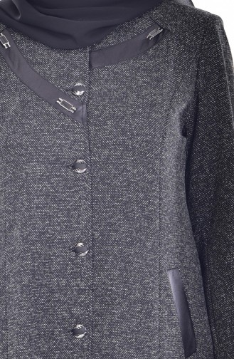 Manteau a Boutons Grande Taille 0973-04 Noir 0973-04