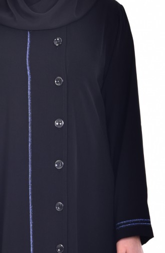 Plus Size Buttoned Abaya 6005-02 Black Saks 6005-02