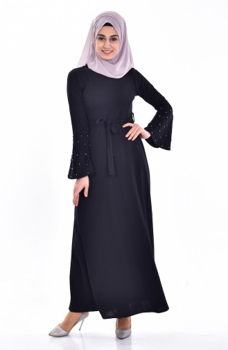 Schwarz Hijab Kleider 1001-05