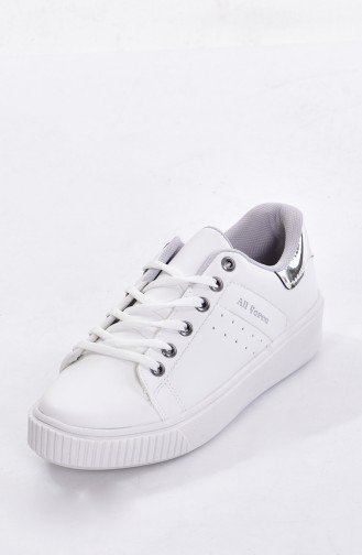 Chaussures Sport Pour Femme 0778-03 Blanc Argent 0778-03