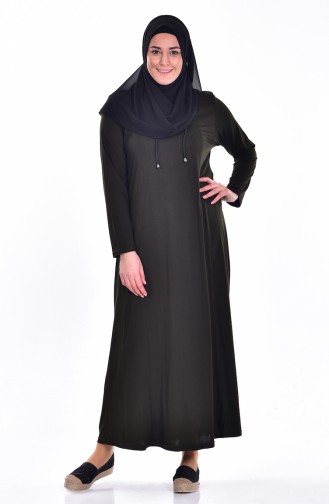 Khaki Hijab Dress 0965-03