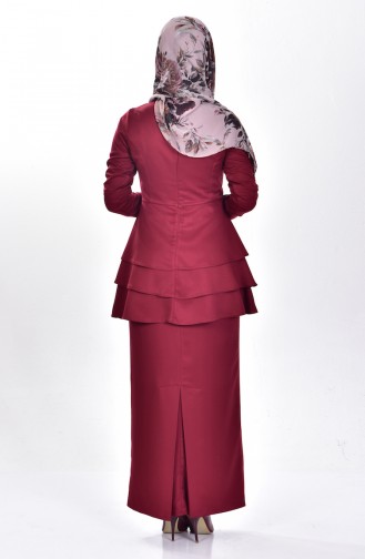 Dark Red Hijab Dress 4205-06