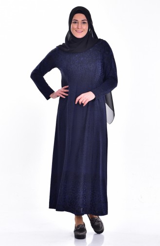 Navy Blue Hijab Dress 0971-01