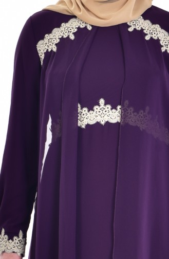 Purple Hijab Evening Dress 3234-03